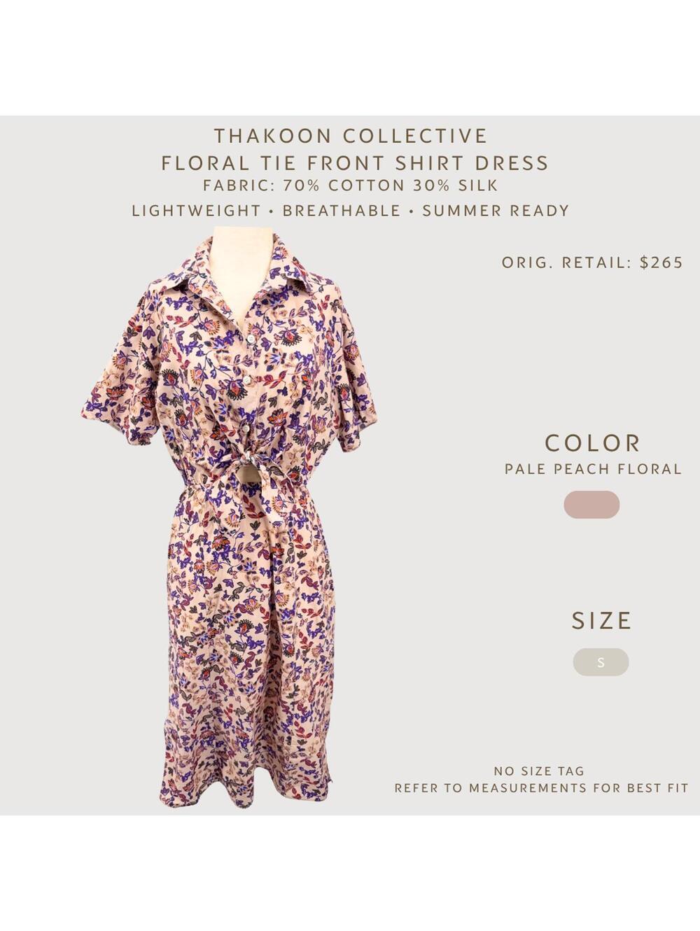Thakoon Floral Tie Front Midi Dress Cotton Silk Peach S - Picture 2 of 9